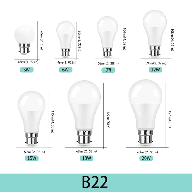 10 Stk. LED-Lampe E27 B22 E14 220V LED-Lampe SMD2835 Bombilla 3W 6W 9W 12W 15W 18W 20W LED-Leuchten Energiesparend für Innenräume Schlafzimmer Zuhause