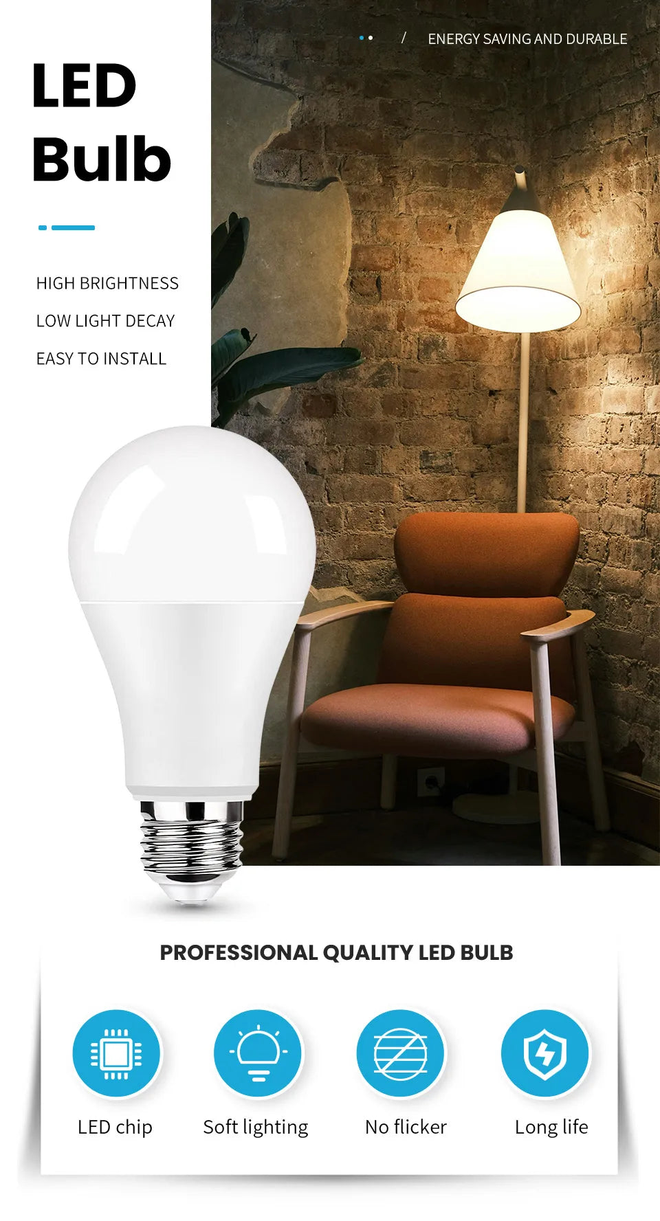10 Stk. LED-Lampe E27 B22 E14 220V LED-Lampe SMD2835 Bombilla 3W 6W 9W 12W 15W 18W 20W LED-Leuchten Energiesparend für Innenräume Schlafzimmer Zuhause
