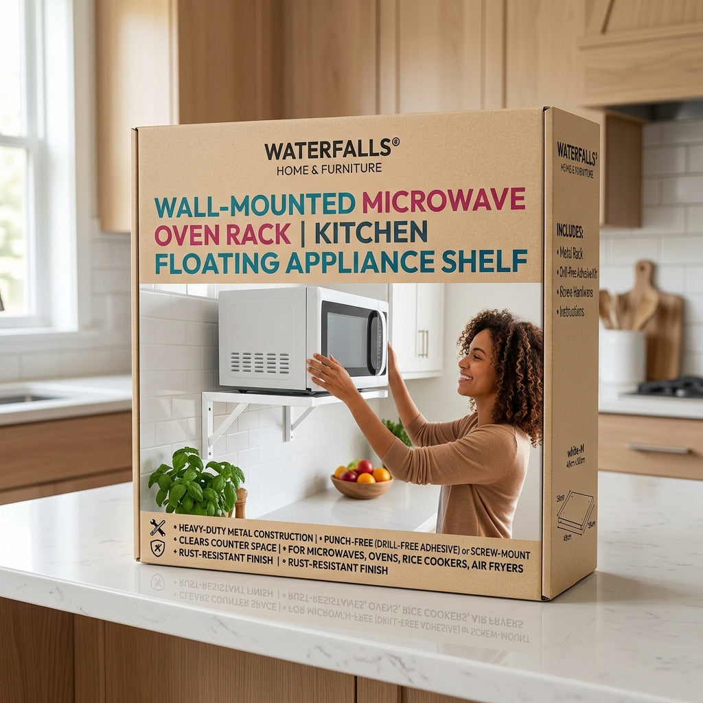 Wall-Mounted Microwave Oven Rack & Kitchen Floating Appliance Shelf