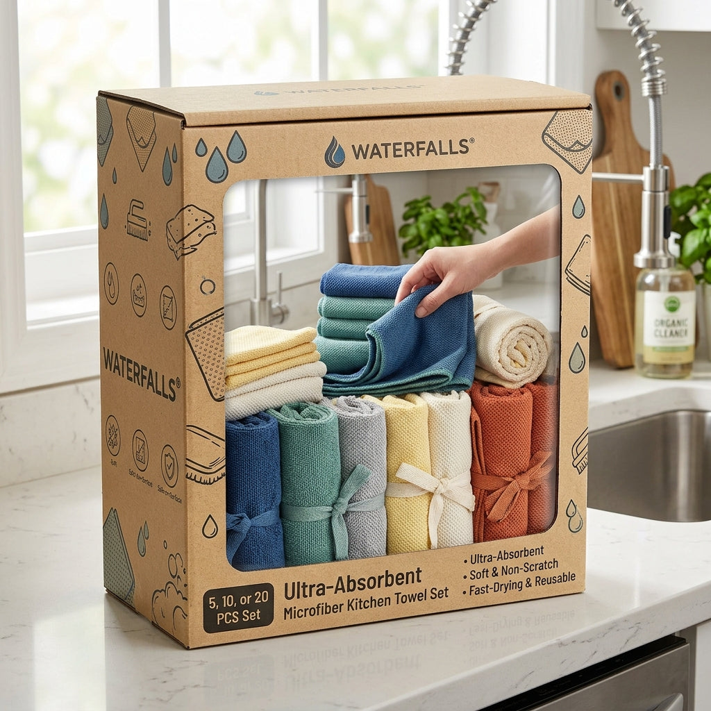 Ultra-Absorbent Microfiber Kitchen Towel Set | Soft Dish Clothes & Cleaning Rags
