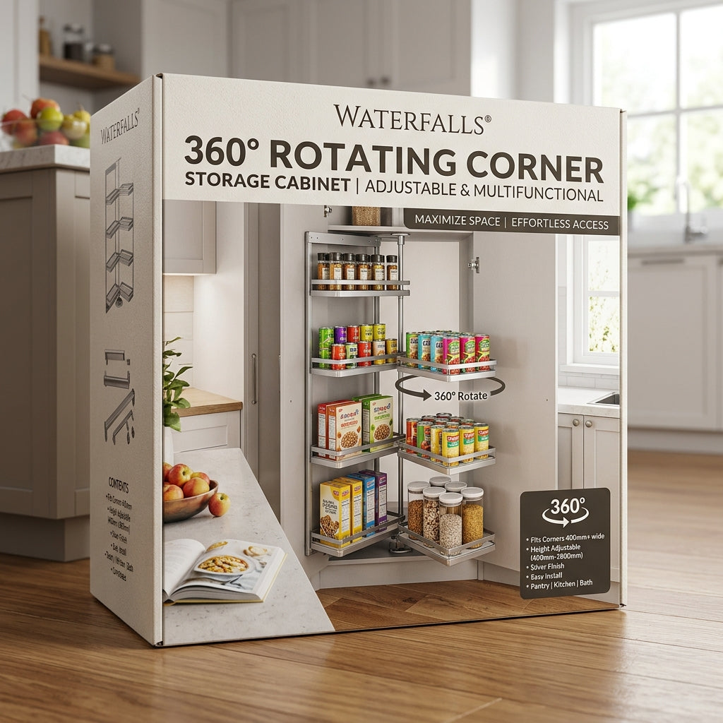 360° Rotating Corner Storage Cabinet & Shelving Unit | Space-Saving Organizer