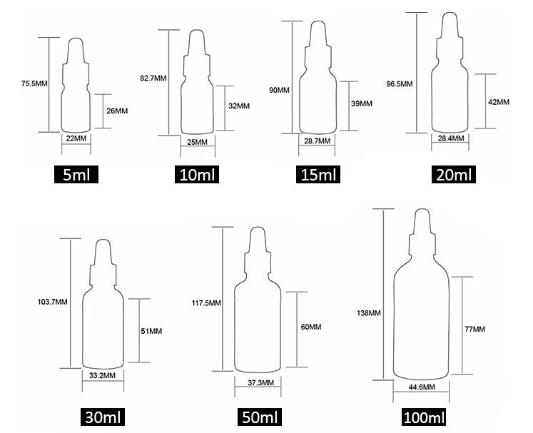 Nachfüllbare Tropfflasche/Pipette aus klarem Glas mit silberner Kappe zum Nachfüllen von Massageölen, Aromatherapie-Flüssigkeit, Essenz/Serum, Hautpflege