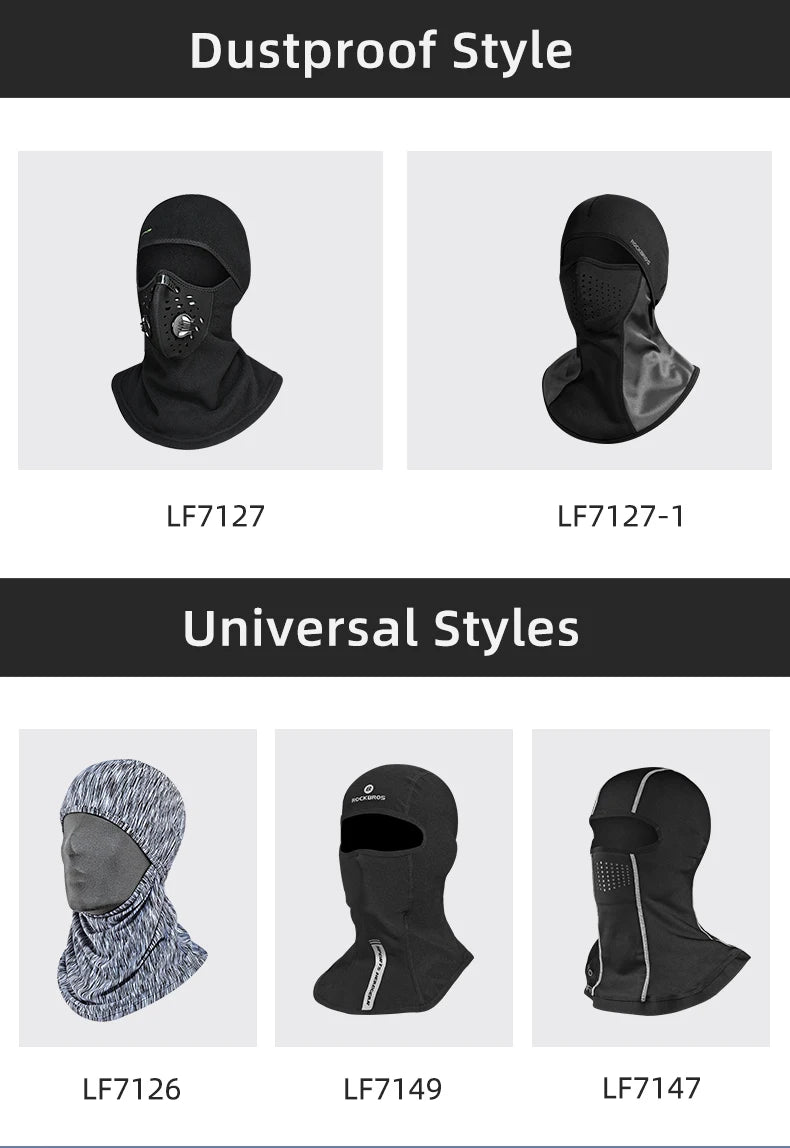 ROCKBROS Winter-Radmaske Fleece Thermo Warm Winddicht Fahrrad-Gesichtsmaske Sturmhaube Skimaske Angeln Skifahren Mütze Kopfbedeckung