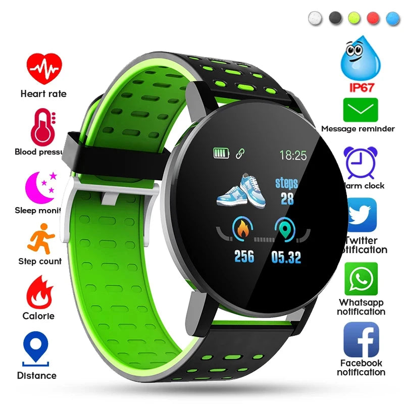Smartwatch LED Digitaluhr Wasserdichte Smartwatch 1,44" Bildschirm Full Touch Smartband Herzfrequenzmesser Fitness Tracker Uhr