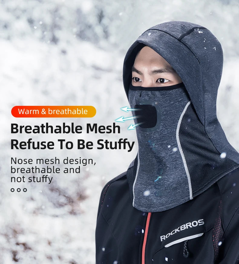 ROCKBROS Winter-Radmaske Fleece Thermo Warm Winddicht Fahrrad-Gesichtsmaske Sturmhaube Skimaske Angeln Skifahren Mütze Kopfbedeckung