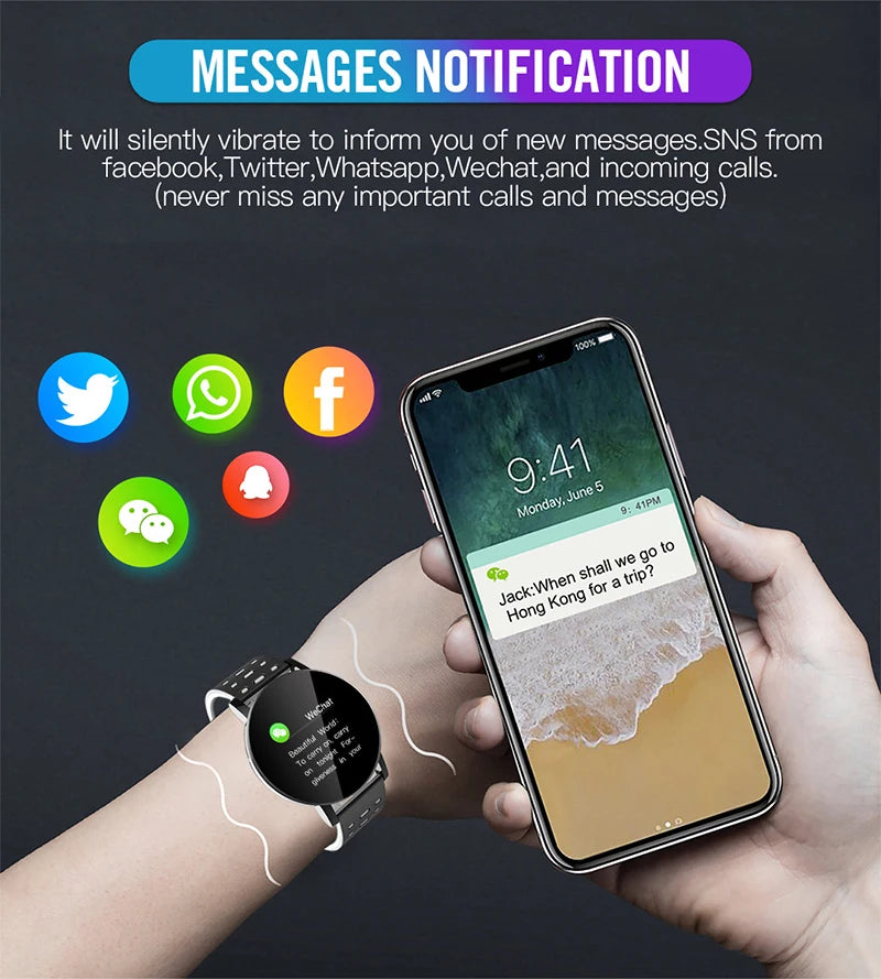 Smartwatch LED Digitaluhr Wasserdichte Smartwatch 1,44" Bildschirm Full Touch Smartband Herzfrequenzmesser Fitness Tracker Uhr