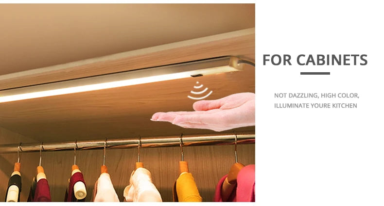 5V USB-betriebene intelligente LED-Küchenleuchte Handsensor Lampe Hintergrundbeleuchtung für Schrank Kleiderschränke Beleuchtung 30/40/50cm
