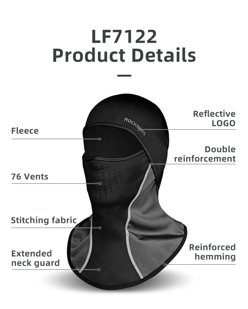 ROCKBROS Winter-Radmaske Fleece Thermo Warm Winddicht Fahrrad-Gesichtsmaske Sturmhaube Skimaske Angeln Skifahren Mütze Kopfbedeckung