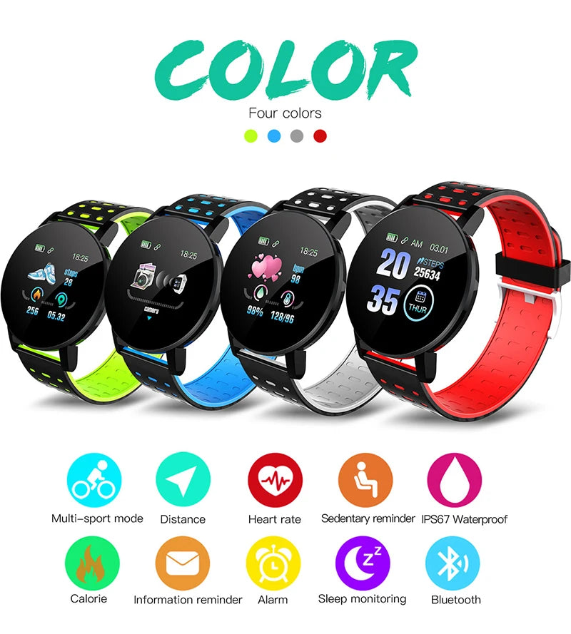 Smartwatch LED Digitaluhr Wasserdichte Smartwatch 1,44" Bildschirm Full Touch Smartband Herzfrequenzmesser Fitness Tracker Uhr