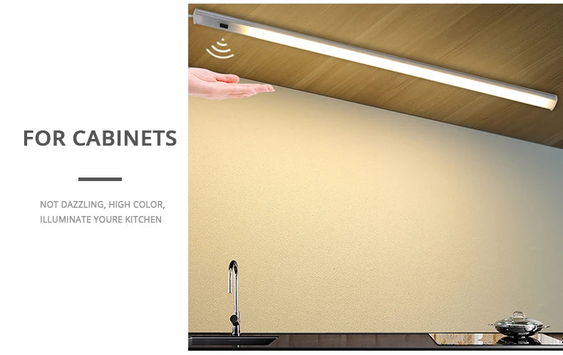 5V USB-betriebene intelligente LED-Küchenleuchte Handsensor Lampe Hintergrundbeleuchtung für Schrank Kleiderschränke Beleuchtung 30/40/50cm