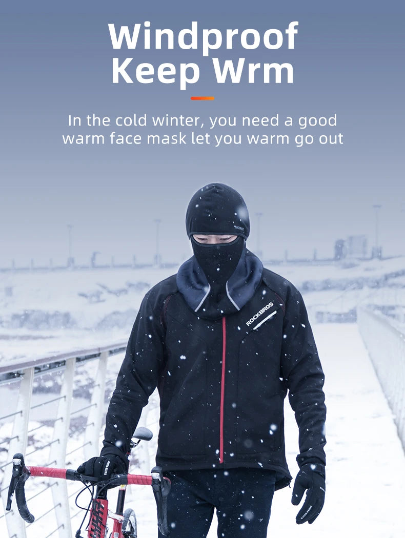 ROCKBROS Winter-Radmaske Fleece Thermo Warm Winddicht Fahrrad-Gesichtsmaske Sturmhaube Skimaske Angeln Skifahren Mütze Kopfbedeckung
