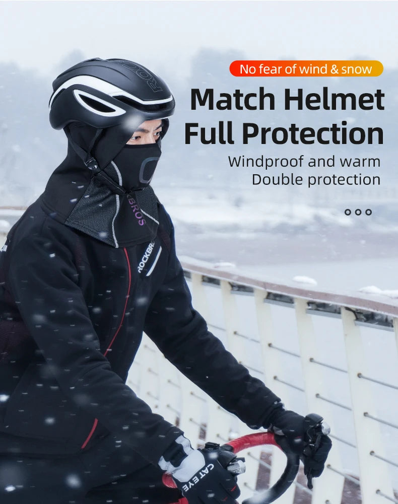 ROCKBROS Winter-Radmaske Fleece Thermo Warm Winddicht Fahrrad-Gesichtsmaske Sturmhaube Skimaske Angeln Skifahren Mütze Kopfbedeckung