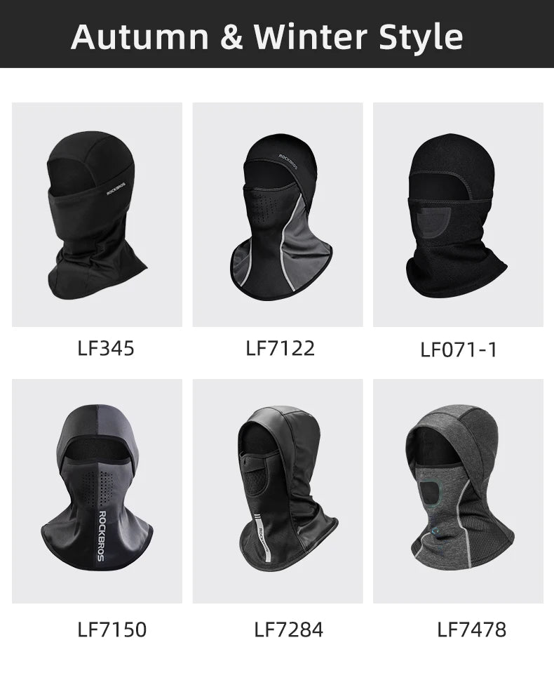 ROCKBROS Winter-Radmaske Fleece Thermo Warm Winddicht Fahrrad-Gesichtsmaske Sturmhaube Skimaske Angeln Skifahren Mütze Kopfbedeckung