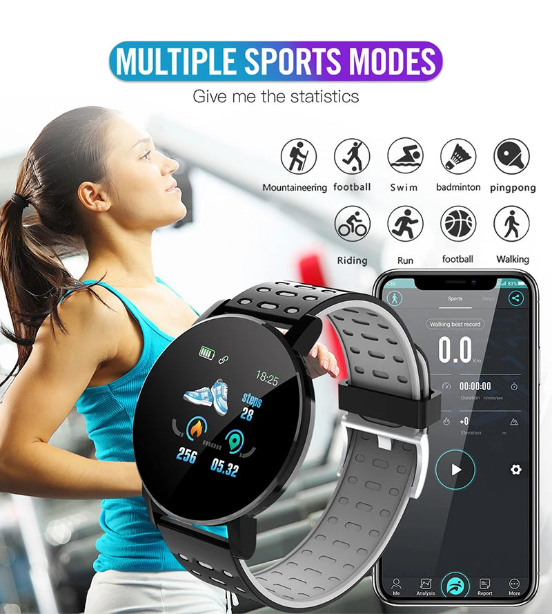 Smartwatch LED Digitaluhr Wasserdichte Smartwatch 1,44" Bildschirm Full Touch Smartband Herzfrequenzmesser Fitness Tracker Uhr