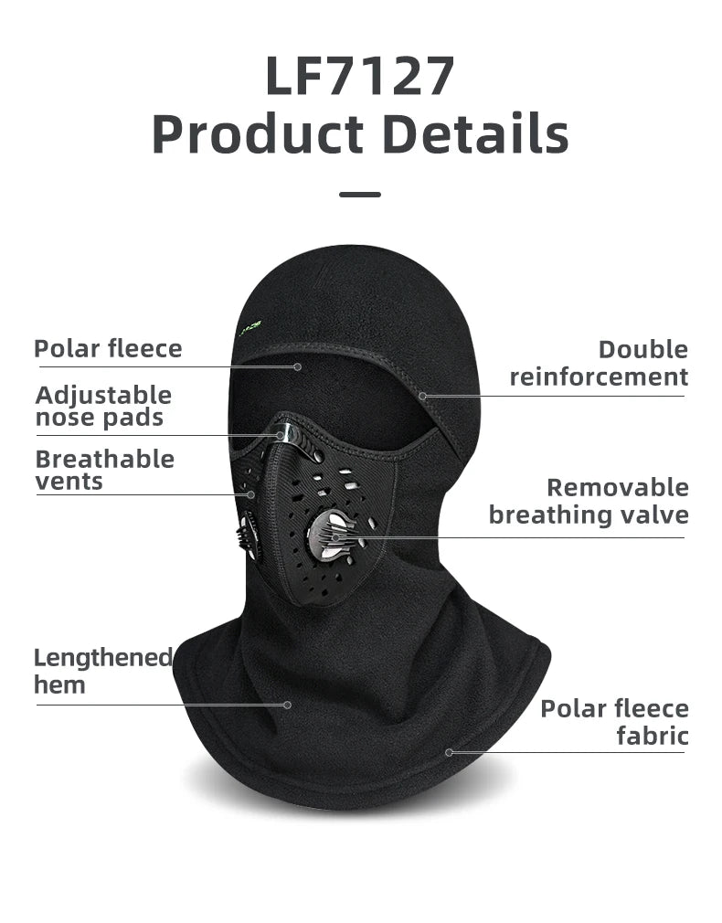ROCKBROS Winter-Radmaske Fleece Thermo Warm Winddicht Fahrrad-Gesichtsmaske Sturmhaube Skimaske Angeln Skifahren Mütze Kopfbedeckung