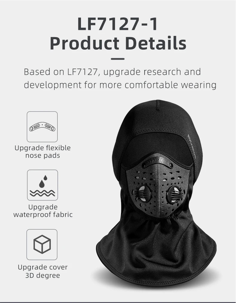 ROCKBROS Winter-Radmaske Fleece Thermo Warm Winddicht Fahrrad-Gesichtsmaske Sturmhaube Skimaske Angeln Skifahren Mütze Kopfbedeckung