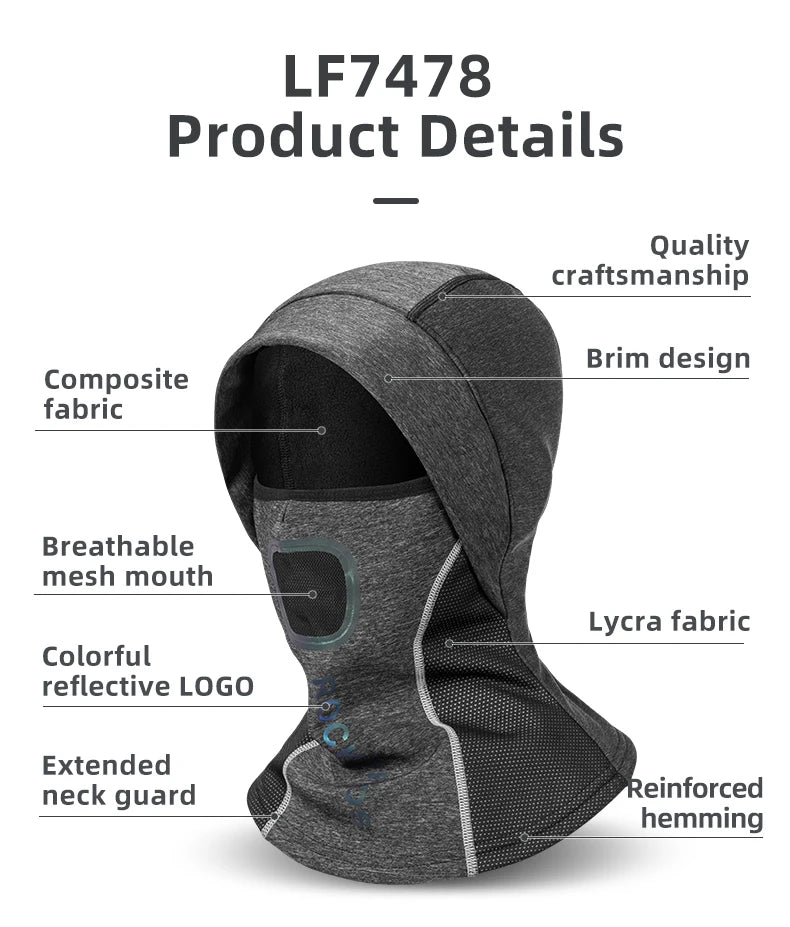 ROCKBROS Winter-Radmaske Fleece Thermo Warm Winddicht Fahrrad-Gesichtsmaske Sturmhaube Skimaske Angeln Skifahren Mütze Kopfbedeckung
