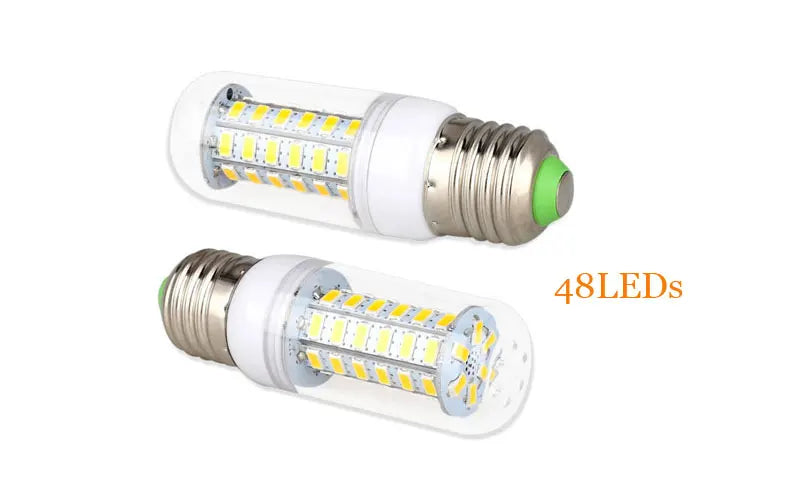 Lámpara LED E27 E14 SMD 5730 24 36 48 56 69 LED Luces LED Bombilla de maíz 7W 12W 15W 18W 20W Iluminación de araña de vela AC 220V