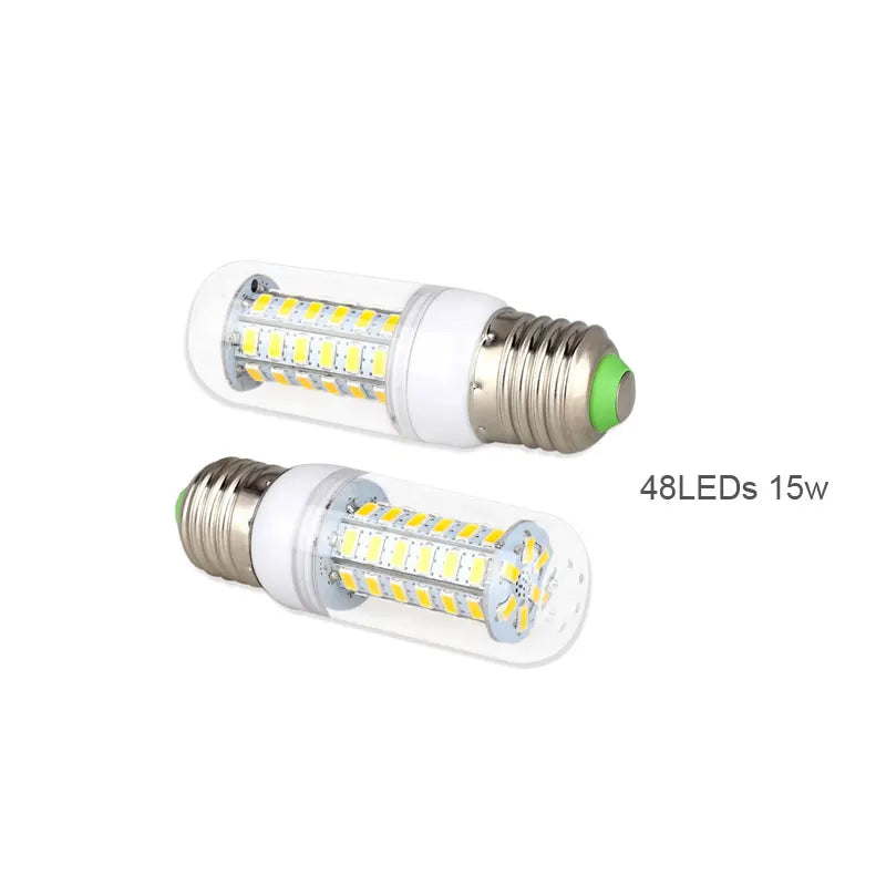 Lámpara LED E27 E14 SMD 5730 24 36 48 56 69 LED Luces LED Bombilla de maíz 7W 12W 15W 18W 20W Iluminación de araña de vela AC 220V