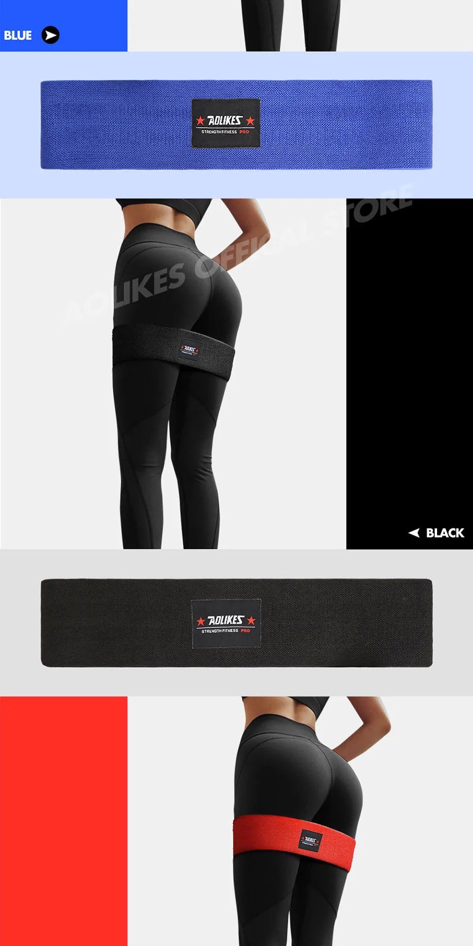 AOLIKES 1PCS Bandas de resistencia elásticas para glúteos, sentadillas, entrenamiento de glúteos, antideslizantes, banda gruesa, tiras de fitness, bucles de yoga