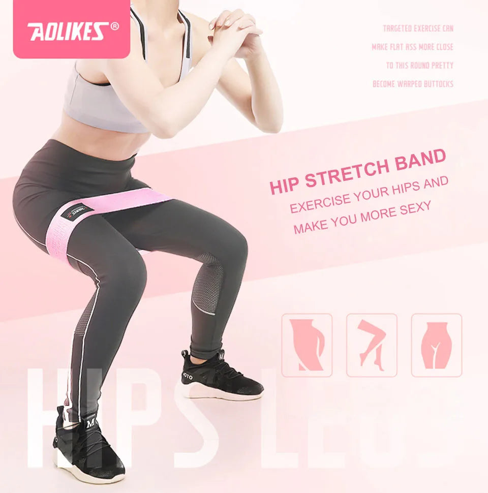 AOLIKES 1PCS Bandas de resistencia elásticas para glúteos, sentadillas, entrenamiento de glúteos, antideslizantes, banda gruesa, tiras de fitness, bucles de yoga