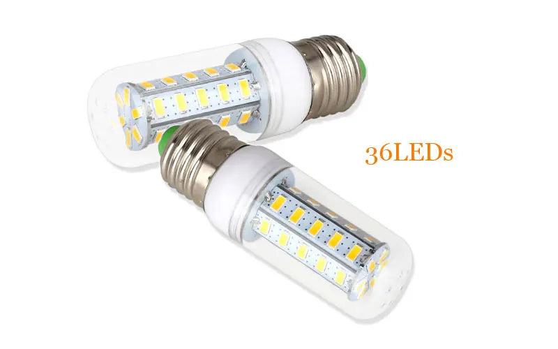 Lámpara LED E27 E14 SMD 5730 24 36 48 56 69 LED Luces LED Bombilla de maíz 7W 12W 15W 18W 20W Iluminación de araña de vela AC 220V