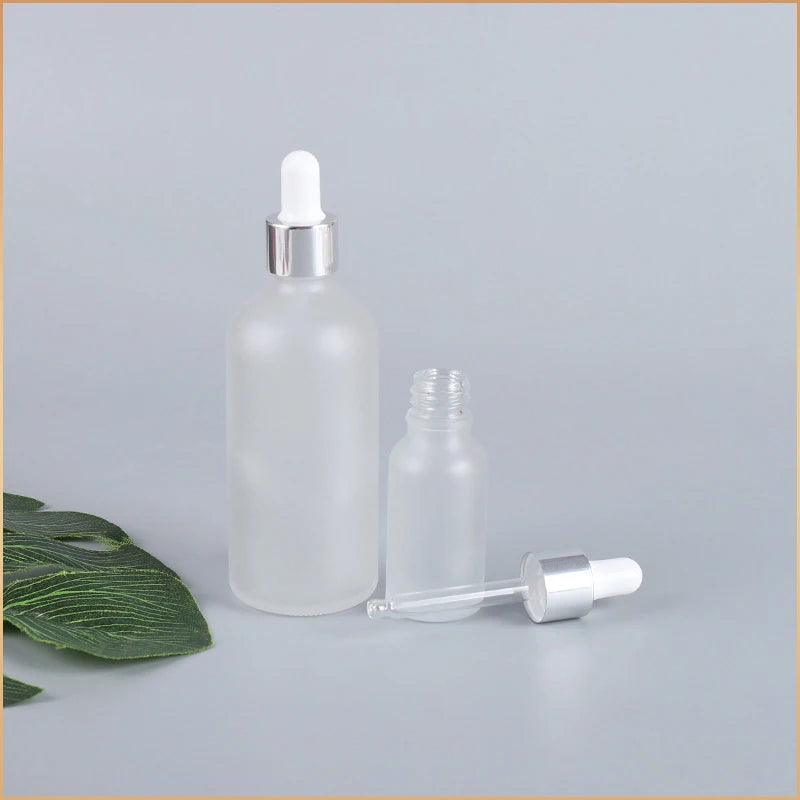 Matt Silver Cap Refillable Dropper/Pipette Clear Glass Bottle Refill Massage Oils Aromatherapy Liquid  Essence/ Serum Skincare