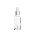 Nachfüllbare Tropfflasche/Pipette aus klarem Glas mit silberner Kappe zum Nachfüllen von Massageölen, Aromatherapie-Flüssigkeit, Essenz/Serum, Hautpflege