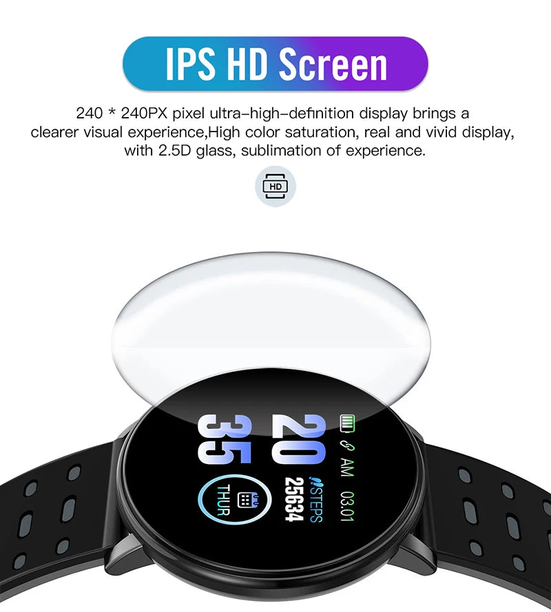 Smartwatch LED Digitaluhr Wasserdichte Smartwatch 1,44" Bildschirm Full Touch Smartband Herzfrequenzmesser Fitness Tracker Uhr
