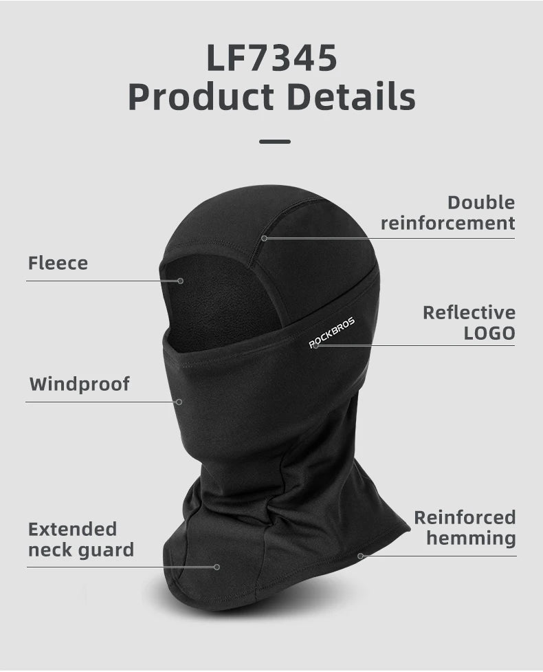 ROCKBROS Winter-Radmaske Fleece Thermo Warm Winddicht Fahrrad-Gesichtsmaske Sturmhaube Skimaske Angeln Skifahren Mütze Kopfbedeckung