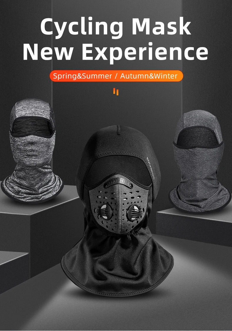 ROCKBROS Winter-Radmaske Fleece Thermo Warm Winddicht Fahrrad-Gesichtsmaske Sturmhaube Skimaske Angeln Skifahren Mütze Kopfbedeckung