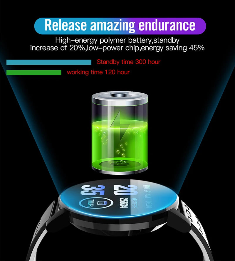 Smartwatch LED Digitaluhr Wasserdichte Smartwatch 1,44" Bildschirm Full Touch Smartband Herzfrequenzmesser Fitness Tracker Uhr
