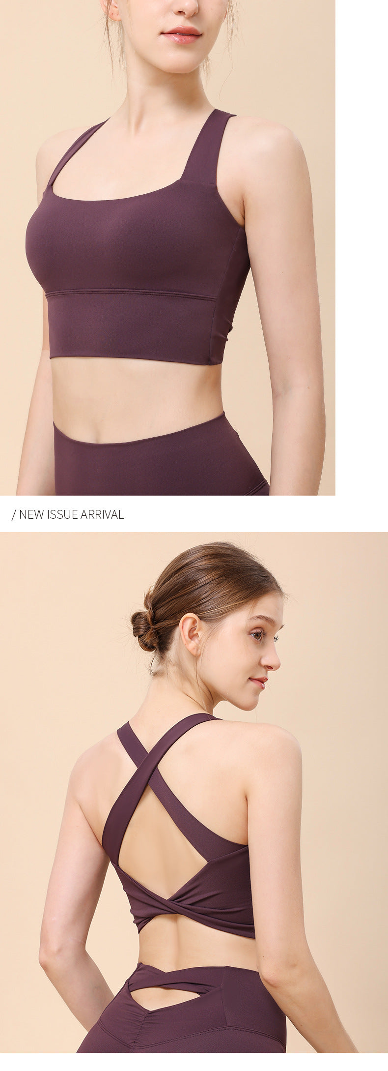 JHJN Damen-Sport-BH, nahtlos, hoher Halt, sexy Yoga-Fitness-Tops, einfarbige Unterwäsche, Push-Up-Sportbekleidung, Damen-Tanktops