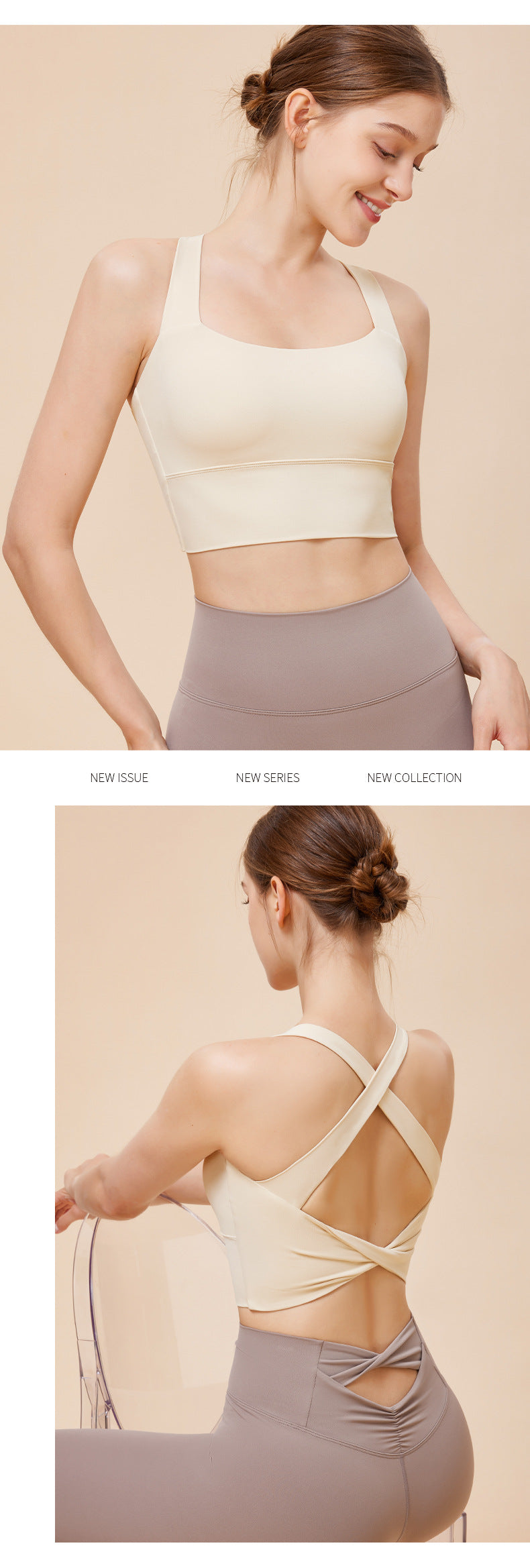 JHJN Damen-Sport-BH, nahtlos, hoher Halt, sexy Yoga-Fitness-Tops, einfarbige Unterwäsche, Push-Up-Sportbekleidung, Damen-Tanktops
