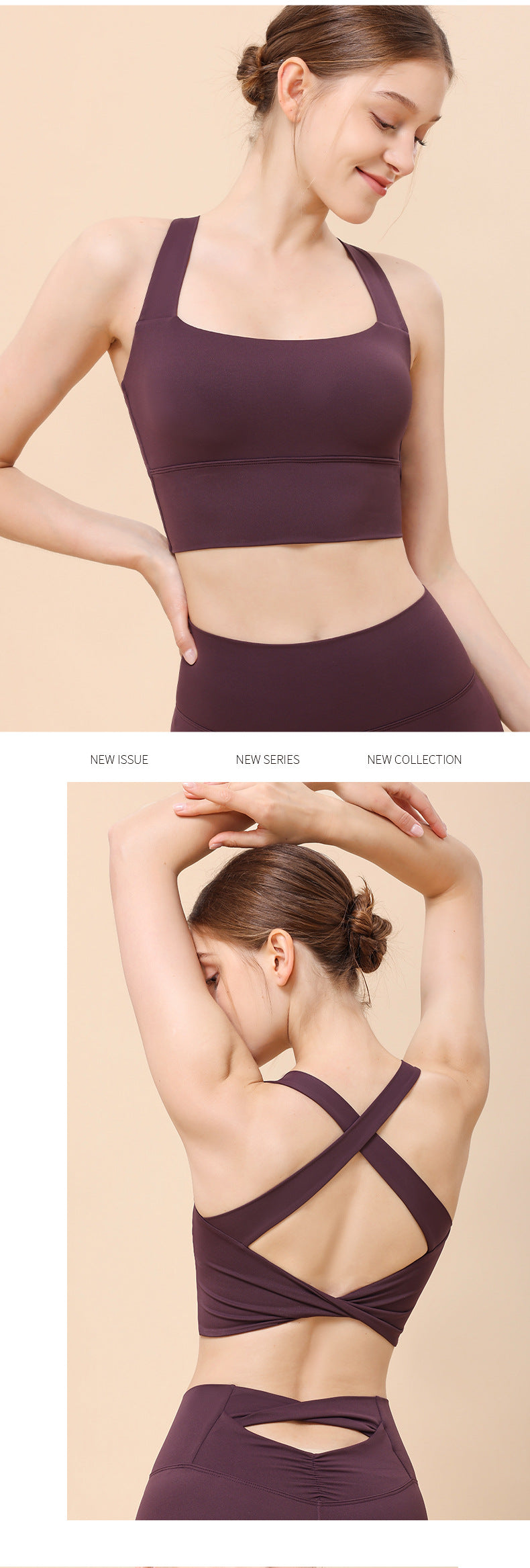 JHJN Damen-Sport-BH, nahtlos, hoher Halt, sexy Yoga-Fitness-Tops, einfarbige Unterwäsche, Push-Up-Sportbekleidung, Damen-Tanktops