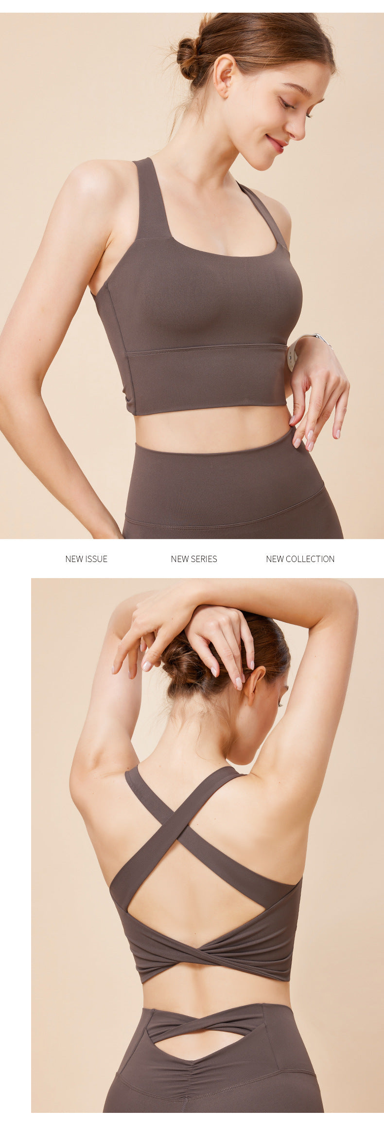 JHJN Damen-Sport-BH, nahtlos, hoher Halt, sexy Yoga-Fitness-Tops, einfarbige Unterwäsche, Push-Up-Sportbekleidung, Damen-Tanktops