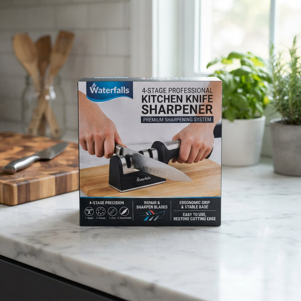 4-Stage Professional Kitchen Knife Sharpener | Handheld Precision Tool