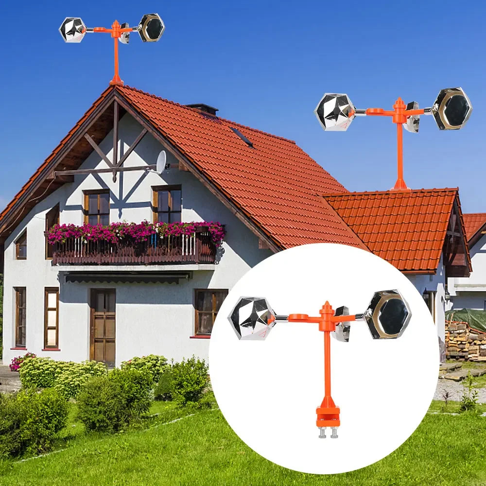 Automatische Vogelabwehr Solar & Windbetrieben 360° Drehbar mit Reflektierendem Klang zur Abschreckung für Garten, Hof und Außenbereiche