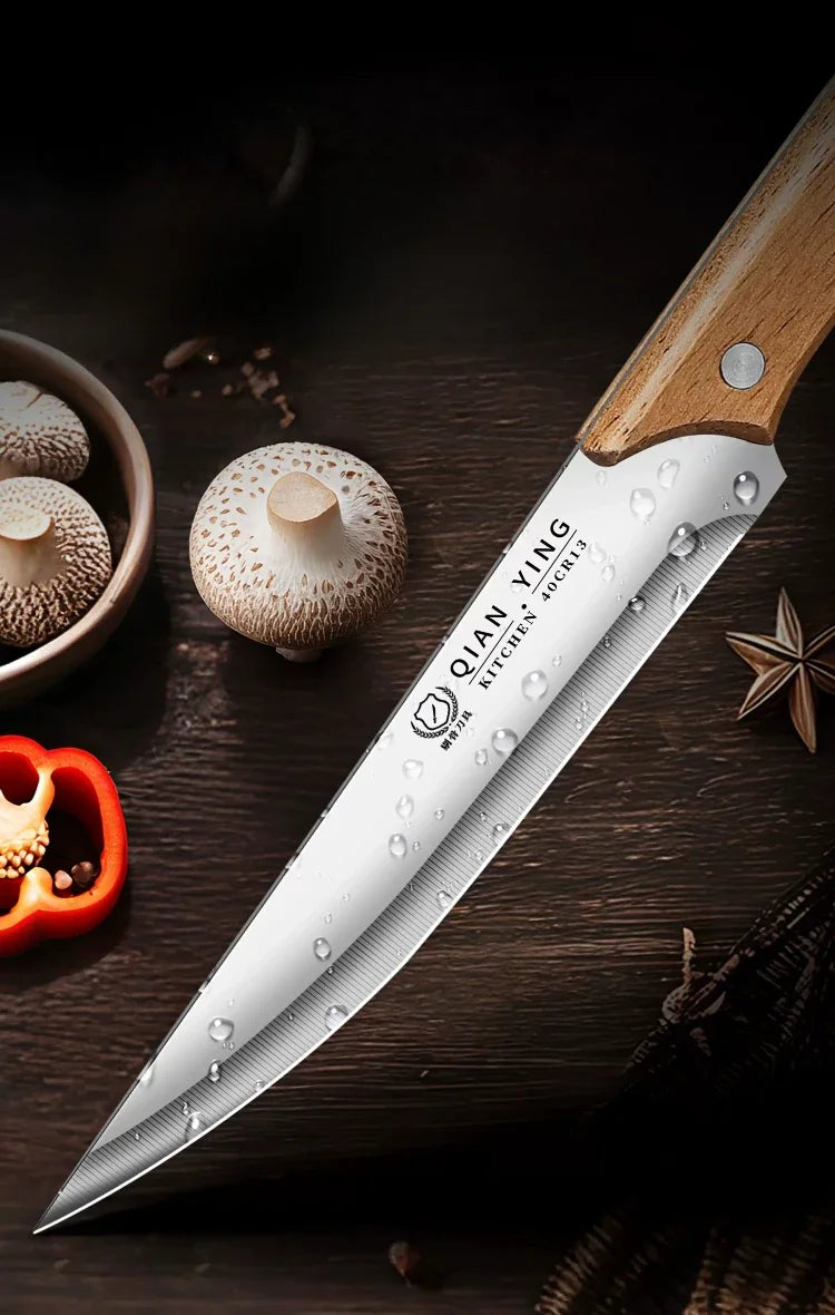Professional forging bone removal and slicing knife set, kitchen knife with wooden handle, meat cutting knife with blade sheath
