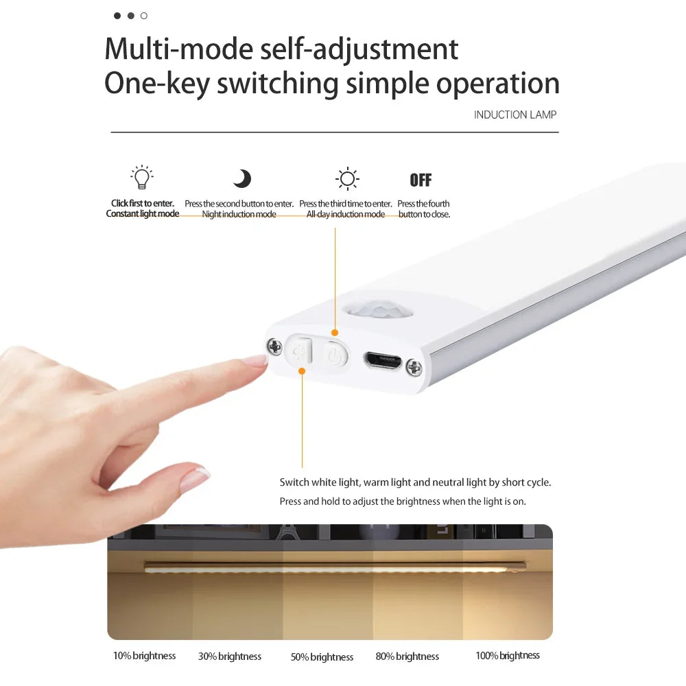 Bewegungssensor-Nachtlicht, USB wiederaufladbare kabellose Lampe, Unterschrank-LED-Leuchten für Küchenschrank, Schlafzimmer, Garderobe, Beleuchtung
