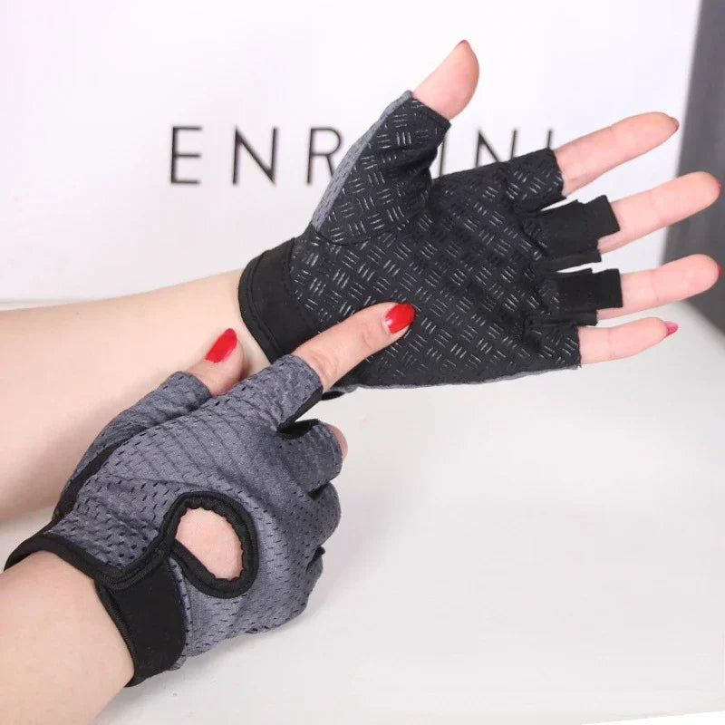 Turnhalle Handschuhe Frauen Männer Gewichtheben Fitness Handschuhe Fingerlos Atmungsaktiv Rutschfeste Gelpolster Bodybuilding Training Hanteln Handschuhe