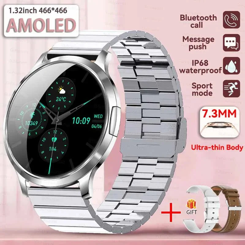 2025 NEW Smart Watch Women 1.32"AMOLED Sport Fitness Bracelet Custom Dial Watches Men Heart Rate  Bluetooth Call lady Smartwatch