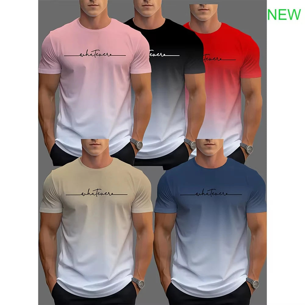 Herren Sport T-Shirts, cooles Farbverlauf 3D bedrucktes schnelltrocknendes kurzärmeliges Fitness-T-Shirt, lässiges Sport-Oberteil für den Alltag