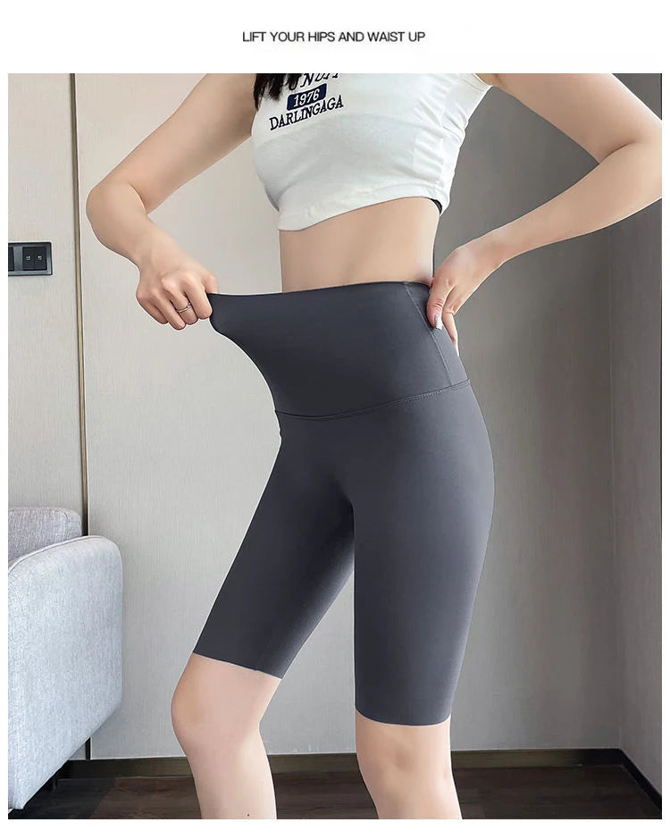 BIVIGAOS Liquid Cycling Shorts Women Honeycomb High Waist Tummy Control Butt Lifter Seamless Fitness Sports Biker Short Leggings