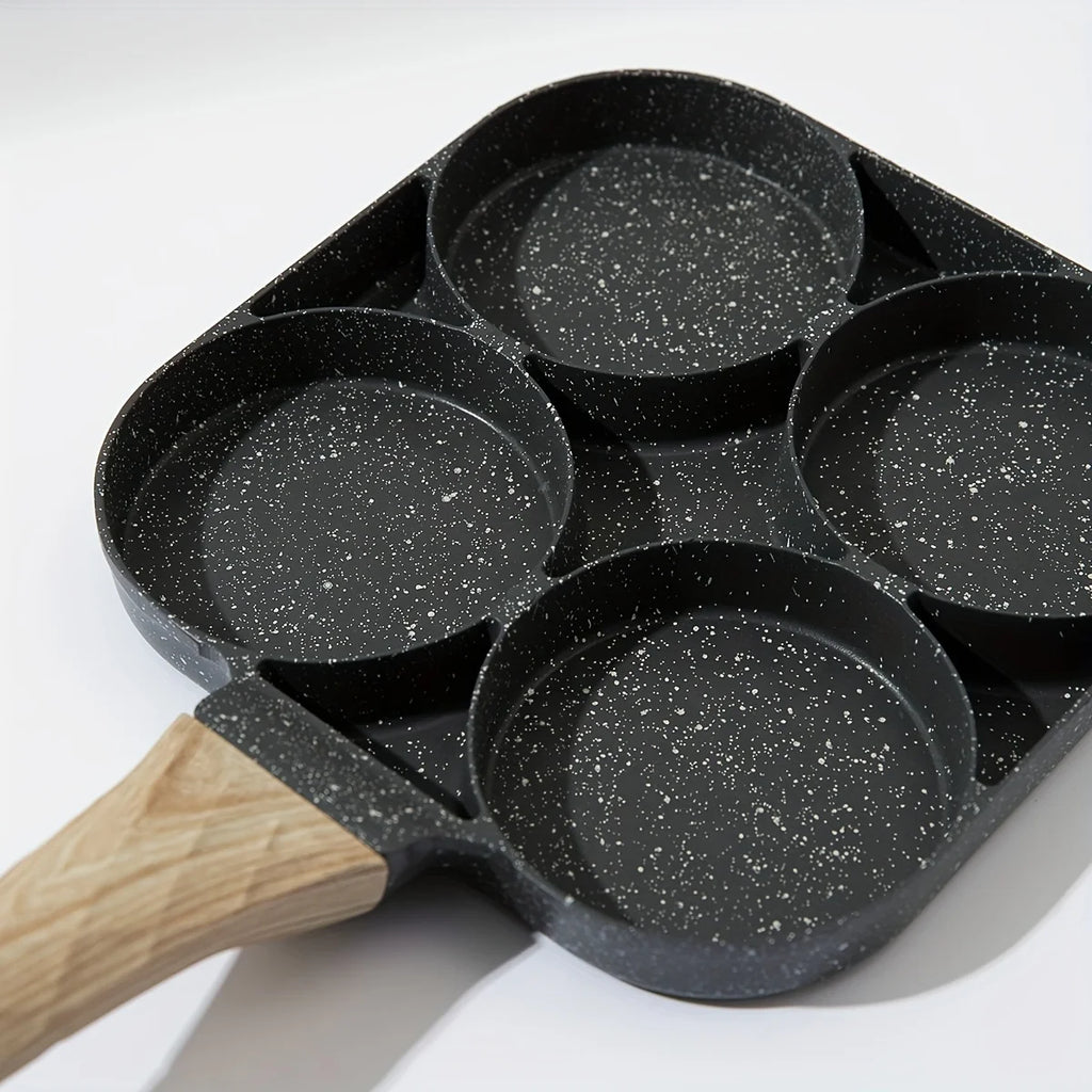 1 St. Medizinisches Stein-Omelett-Topf mit vier Löchern, antihaftbeschichteter Haushaltstopf mit flachem Boden für Eierknödel, Frühstücks-Ei-Burger-Bratpfanne