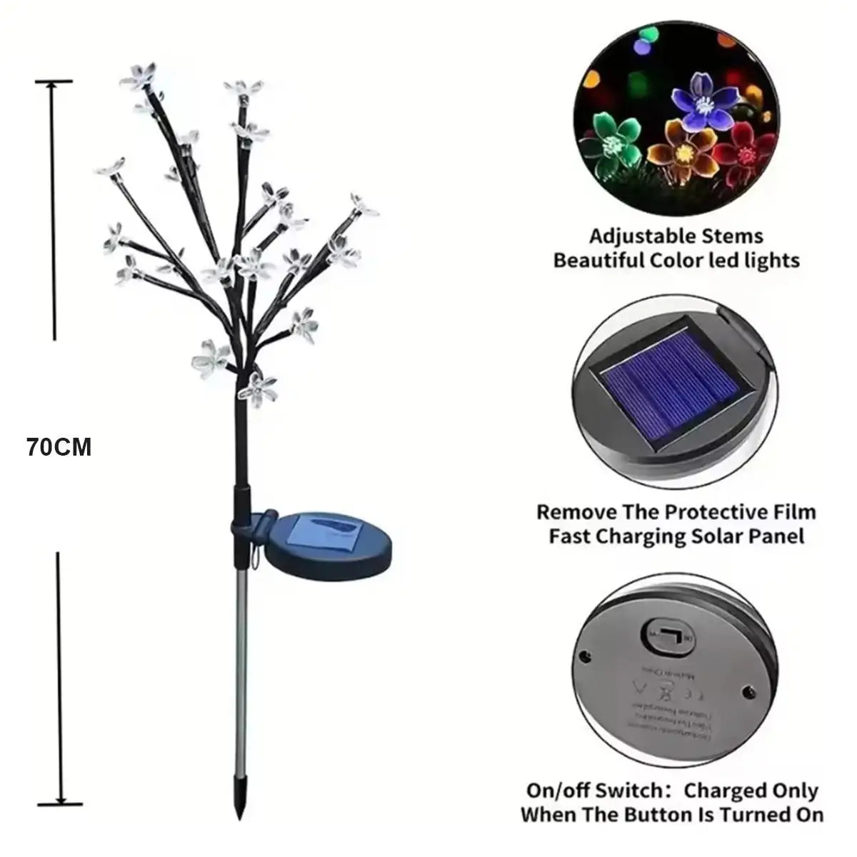 Solar Cherry Blossom Ground Lamp Waterproof Garden Powered Light Led Lights Landscape Flower Outdoor Atmosphere Pathway Lighting