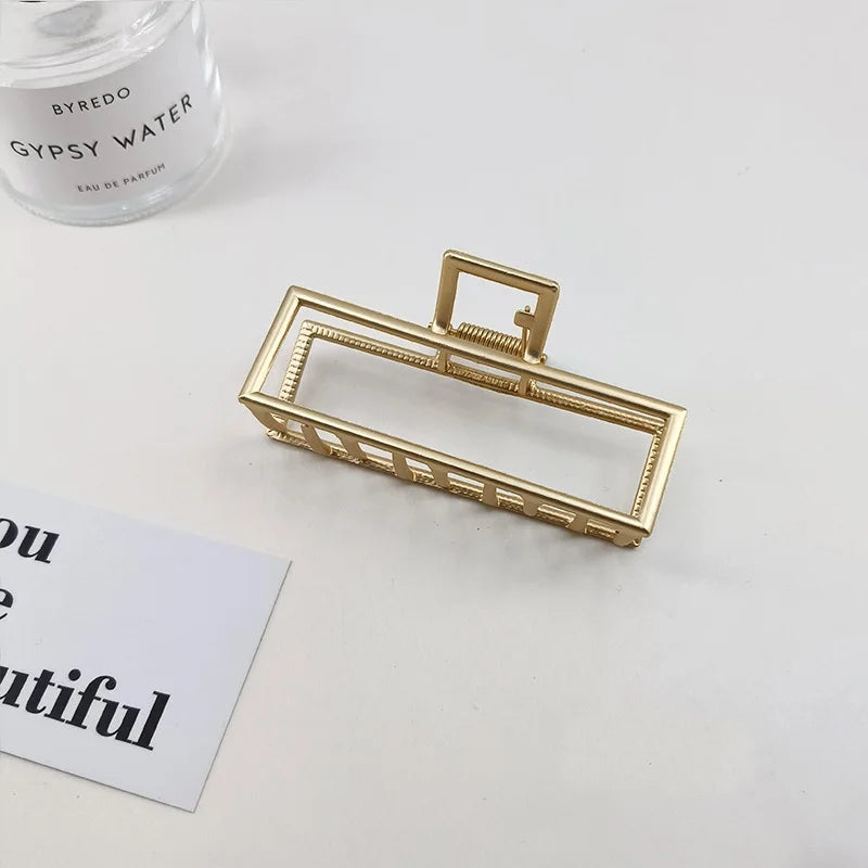 Goldener hohler geometrischer Haarspange Metall Haar Kralle Kreuz Haarspange Stirnband Haarnadel Splitter Haar Krabbe Frauen Mode Haar
