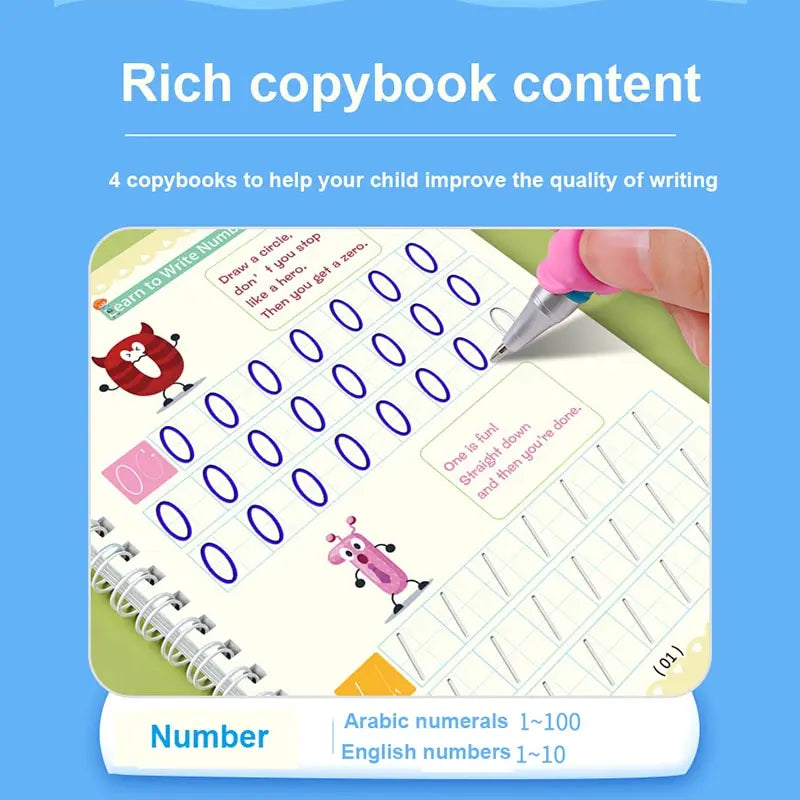 Schreibübungsbücher Englisch Groove Magic Practice Copybook Kinderbuch Lernzahlen Buchstaben Alphabet Kalligrafie Geschenk