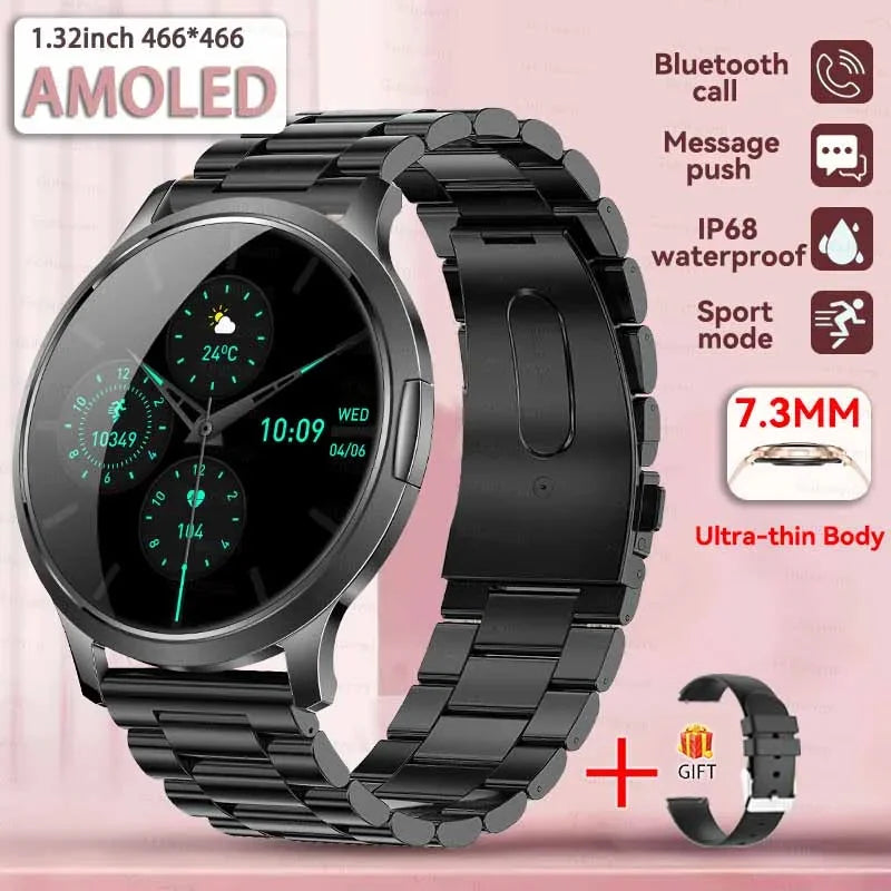 2025 NEW Smart Watch Women 1.32"AMOLED Sport Fitness Bracelet Custom Dial Watches Men Heart Rate  Bluetooth Call lady Smartwatch