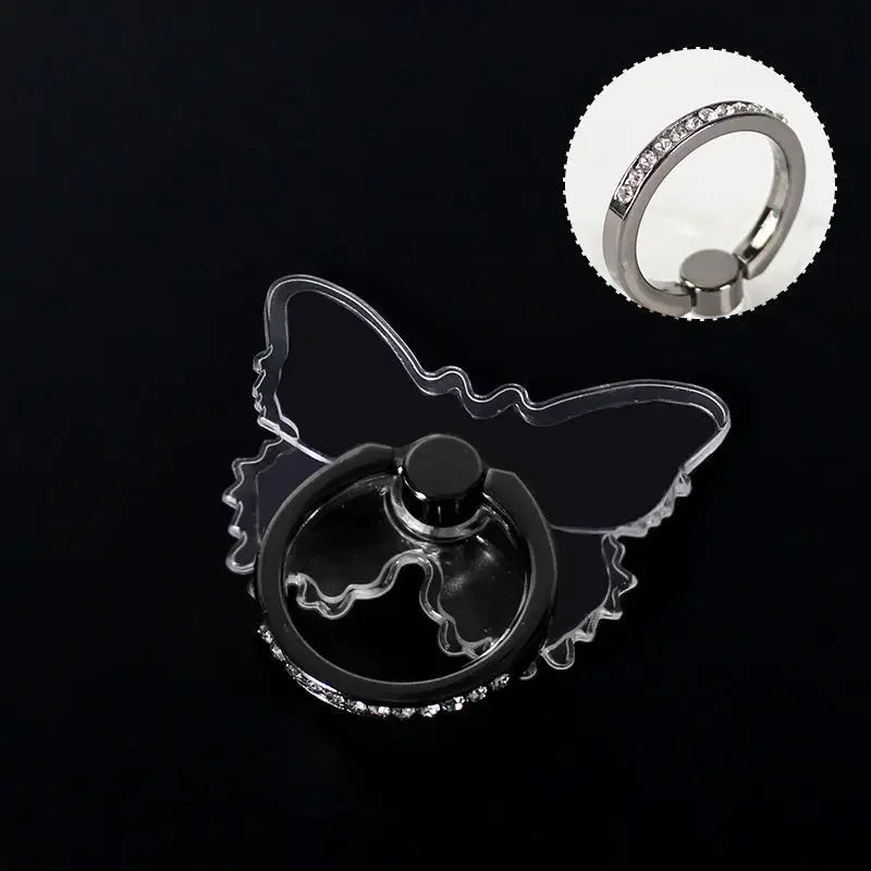 Transparenter Luxus-Schmetterlings-Fingerring-Handyhalter für iPhone 15 Smartphone-Sticker-Ständer-Zubehör faltbarer Halter